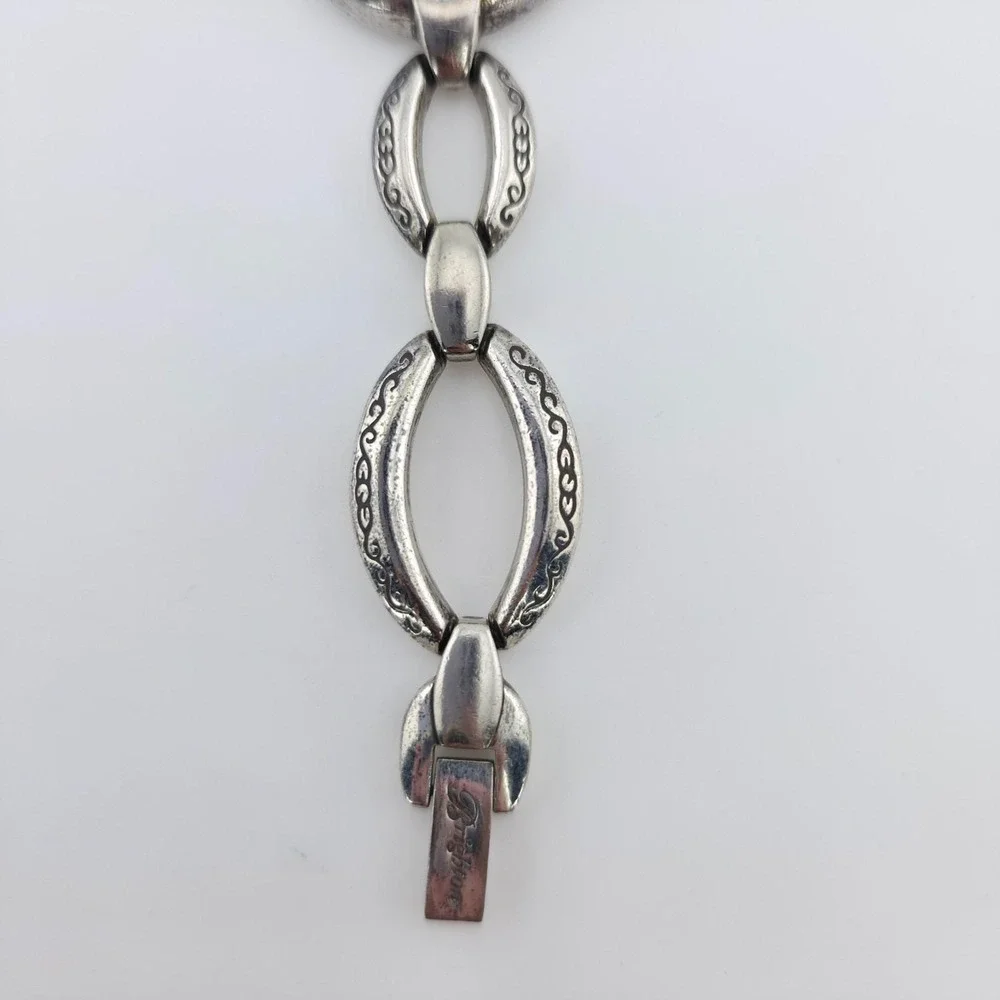 BRIGHTON 'Alta' Watch Petite Link Bracelet Etched Scrollwork Silver Plate 6.5